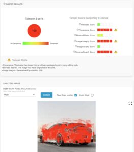 AI in image detection tamper score